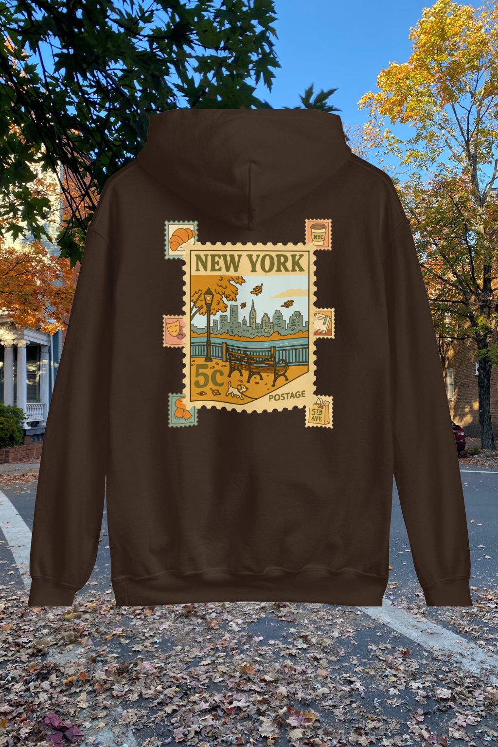 New York Fall Postcard Hoodie