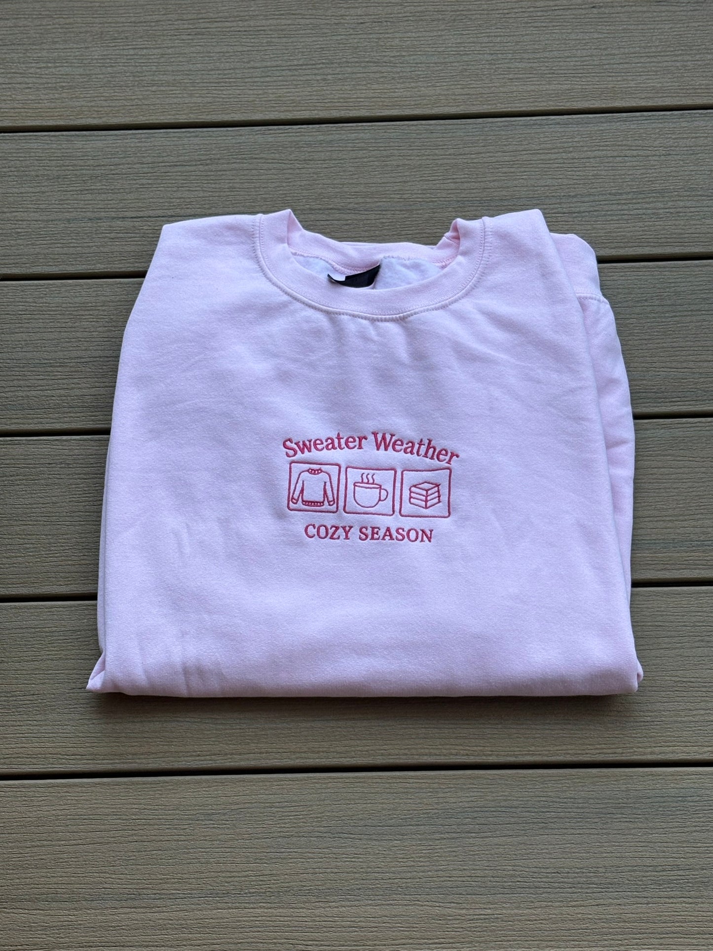 Sweater Weather Embroidered Crew