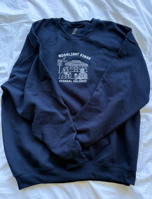 Moonlight Diner Embroidered Crew