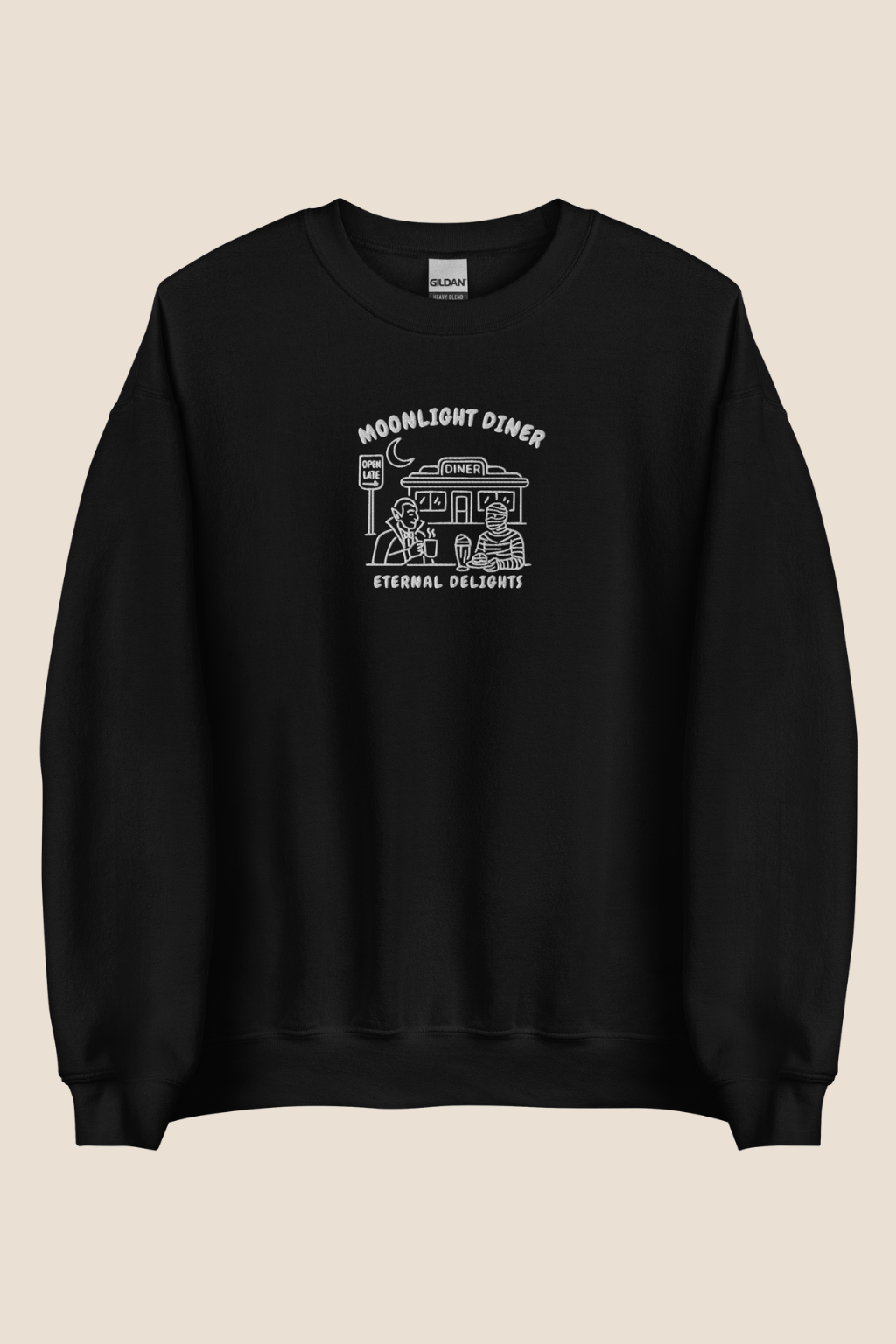 Moonlight Diner Embroidered Crew
