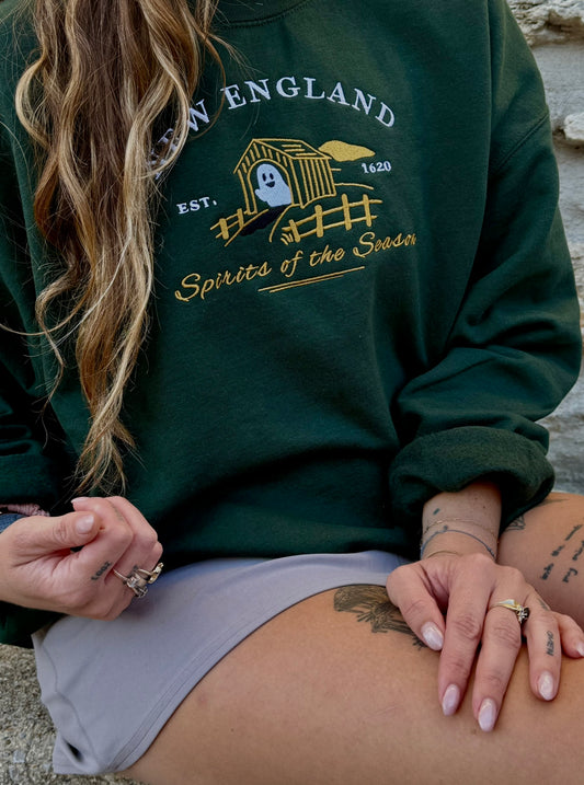 Haunted New England Embroidered Crew