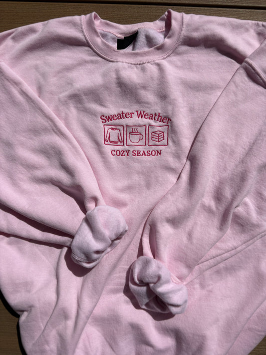 Sweater Weather Embroidered Crew