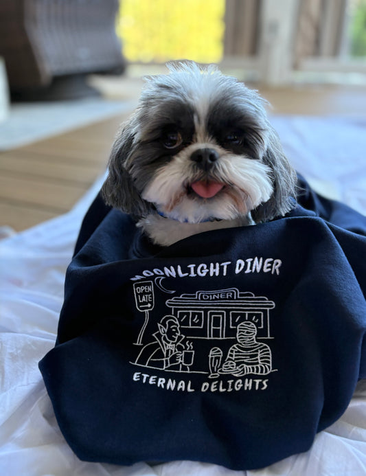 Moonlight Diner Embroidered Crew