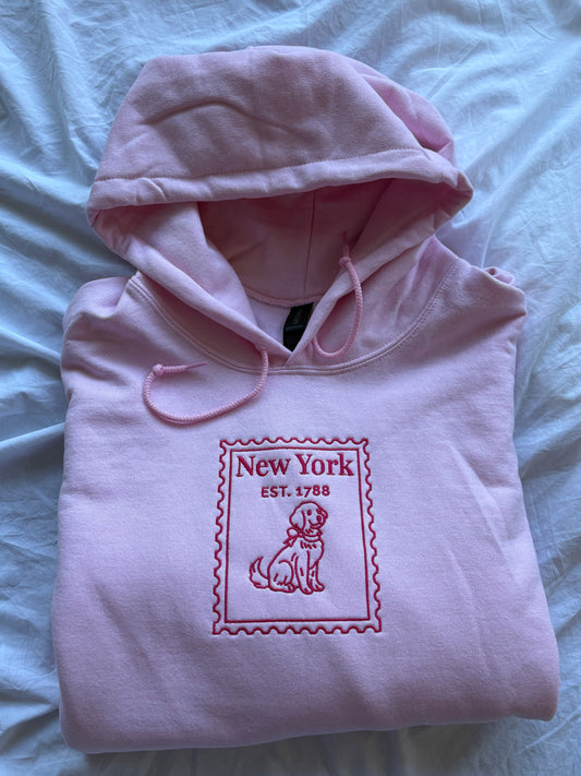 New York Stamp Embroidered Hoodie