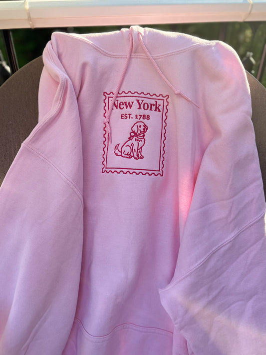 New York Stamp Embroidered Hoodie