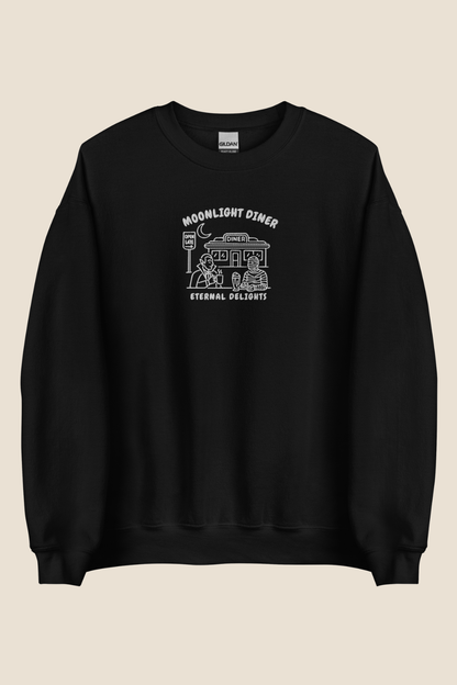 Moonlight Diner Embroidered Crew